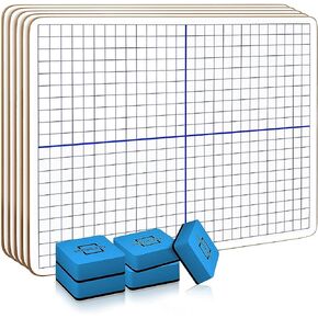 Scribbledo 5 Pack Dry Erase XY Axis Coordinate Plane Graph Lap Boards 9" X 12" for Student Teachers and Classroom Use, Math White Board - Double Sided White Boards with 5 Erasers Included