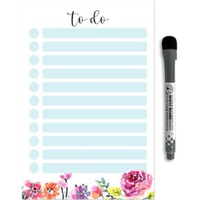 Dry Erase to Do List Vinyl Whiteboard Sticker Decal by Glassboard Studio | Removable & Reusable | Magnetic Fine-Tip Marker Included (9 x 12 inches, White)