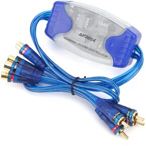 4 Channel Ground Loop Isolator, ABS Car Amplifier Noise Filter Automotive 4 Channel Gold Plated Ground Loop RCA Isolator Car Noise Isolator for Automobile Electrical Systems