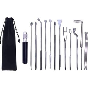 13pcs Piano Regulating Tool Kit with 6" Combination Handle Multi-purpose Regulating Screwdriver Capstan Screw Wrench DIY Repair Maintain Piano Tools Silver