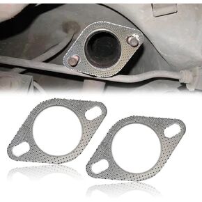 2 PCS Car Exhaust Gasket, Standard Exhaust Manifold Gasket, Ultra Seal 2-Bolt 2.5 Inch Exhaust Flange Gasket High Temperature, Car Accessories Made of High Temp Gasket Material OEM#120-06310-0002