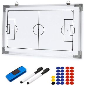 Magnetic Portable Football Coaching Board, Soccer Training Pro Double-Sided White Board Basketball Coaches Board Hanging Competition Teaching Command Winning Strategy Board with Marker