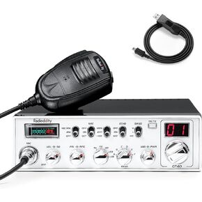 Radioddity QT40 10 متر SSB هام راديو، تقليل الضوضاء الرقمية 40 وات راديو هواة عالي الطاقة مع تنبيه NOAA، جهاز إرسال واستقبال متنقل AM/FM/PA مع CTCSS/DCS، كابل برمجة USB، مثالي للشاحنة