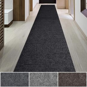 iCustomRug Spartan Waterproof Utility Runner Rug Mat, Floor Protector from Snow & Dirt, High-Traffic Areas, Non Slip Backing, Doorway, Hallway, Washable, Custom Width & Lengths 3' X 4' in Black