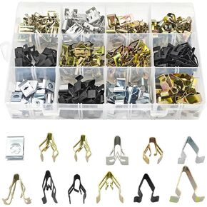 Car Dashboard Trim Clips, 240pcs 12 Sizes Dashboard Trim Fixing Rivets Metal Retainer, Automotive Trim Moulding Fastener Clips, Metal Dash Retainer Clips Replacement for Most Cars