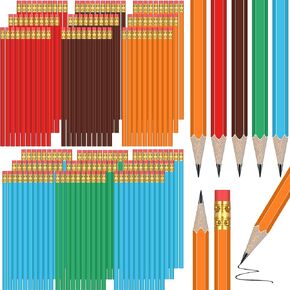 400 Pcs #2 HB Pencils Bulk Wood Cased Pencils Number 2 Pencils Unsharpened Pencils with Eraser Top Hexagon Graphite Wood Pencils for Kids Office School Supplies(Colorful)