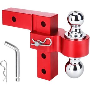 Adjustable Trailer Hitch, Fits 2-Inch Receiver, 6-Inch Drop Hitch, Tow Hitch Aluminum Forged Shank, 2 Inch & 2-5/16 Inch Balls with Double Lock Pins (Silver)