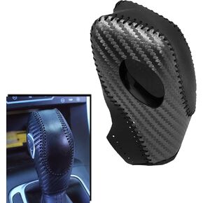 1 PC Car Gear Shift Knob Cover, Waterproof Leather Vehicle Shift Knob Accessories, Durable Automotive Interior Gear Shift Decoration Compatible with Ford Mondeo Escape Focus (Black)