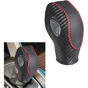 1 PC Car Gear Shift Knob Cover, Waterproof Leather Vehicle Shift Knob Accessories, Durable Automotive Interior Gear Shift Decoration Compatible with Ford Mondeo Escape Focus (Black)
