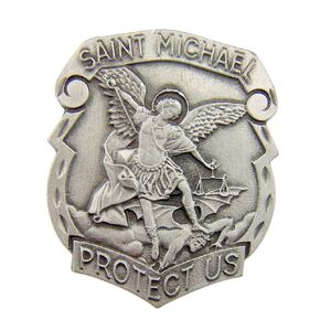 Catholic Gift Archangel Saint St Michael Police Badge Travel Protection Auto Car Visor Clip
