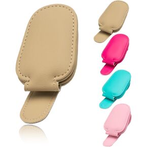 Sunglasses Holders for Car Visor 1 Pack Clip-on Leather Sunglass Holder Magnetic Sunglass Holder for Car Adjustable Glasses Clamp for sdda,SUV (Rose Red)