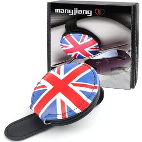 for Mini Cooper Universal Visor Car Glasses Sunglasses Holder Storage Fastener Portable Clip Vehicle Auto R55 R56 R60 F56 F55 F60 (Balck Union Jack)