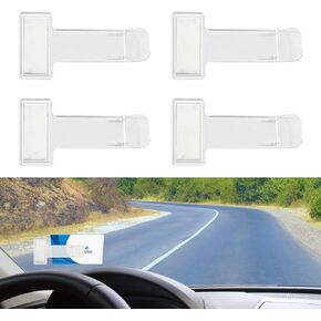4 PCS Car Windshield Parking Ticket Holder, Transparent Plastic Parking Ticket Holder Clip with Adhesive Tape, Auto Windshield Invoice Clip, Vehicle Interior Accessories