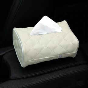 Leather Car Sun Visor Tissue Holder Car Seat Back Headrest Hanging Tissue Case Holder Universal Tissue Paper Holder Dispenser for Car Interior Accessory (Black)