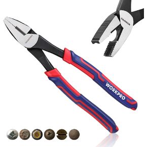 WORKPRO 8" Linesman Screw Extractor Pliers(Combination Pliers) with Unique Non-slip Jaws, Stripped Screw Remover Tool, Lineman Pliers for Quickly Removal of Damaged or Rusted Fasteners