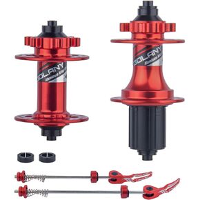 BOLANY Bike Hub 32 Holes 6-Bolt Disc Brake Front 2 Rear 4 Bearings Universal Quick Release and Thru Axle, Fit for Shimano HG System 8/9/10/11Speed Aluminum Alloy MTB Hubs