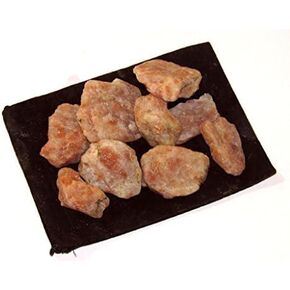 Crystal Collection: Natural Rough Sunstone with Velvet Bag - Large 1" Natural Bulk Rocks for Tumbling, Wire Wrapping, Polishing, Wicca and Reiki (1/2 Pound)