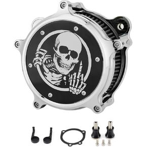 Air Filter Intake Filter System Kit Cnc Cut Air Cleaner Chrome Filter Kit for Twin Cam EVO Dyna FXR 93-2017 Softail 2000 - 2015 Touring Road King Street Glide1993-2007(Black)