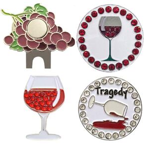 Bling Wine Not Golf Ball Marker Pack | Includes 2 Red Wine and 1 Tragedy Bling Ball Marker | Cute Wine Golf Accessories For Women
