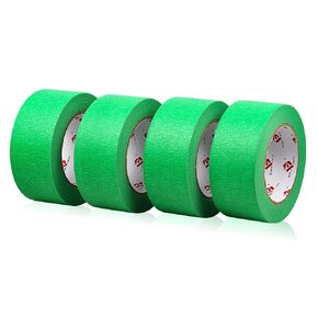 BOMEI PACK Green Painters Tape 2 inch Wide, Medium Adhesive Green Masking Tape 2 inch x 55 Yards (220 Total Yards) 4 Rolls, Residue-Free Wall Trim Tape for Painting, DIY Crafting, Decoration