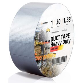 Duct Tape Heavy Duty, 1.88 in x 90 ft, Silver, Waterproof, Temperature Resistant, Extreme Durability, Super Fix, No Residue, Industrial, for Duct Tape Crafts, 1 Roll