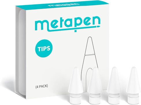 Metapen Pencil Tips for Apple Pencil 2nd and 1st Generation - 1:1 Original Size (4pcs, 2X More Durable), Fit Well with iPad Pen for iPad Pro/Mini/Air, Active Stylus Nibs (White, NOT Yellow) in Kuwait