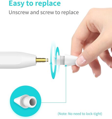 Metapen Pencil Tips for Apple Pencil 2nd and 1st Generation - 1:1 Original Size (4pcs, 2X More Durable), Fit Well with iPad Pen for iPad Pro/Mini/Air, Active Stylus Nibs (White, NOT Yellow) in Kuwait