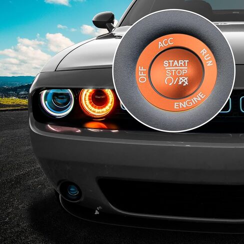 X AUTOHAUX Engine Start Stop Button Cover Kit One Click Push Start Button Trim Sticker for Dodge Charger Challenger Durango Aluminum Alloy Black in Saudi Arabia