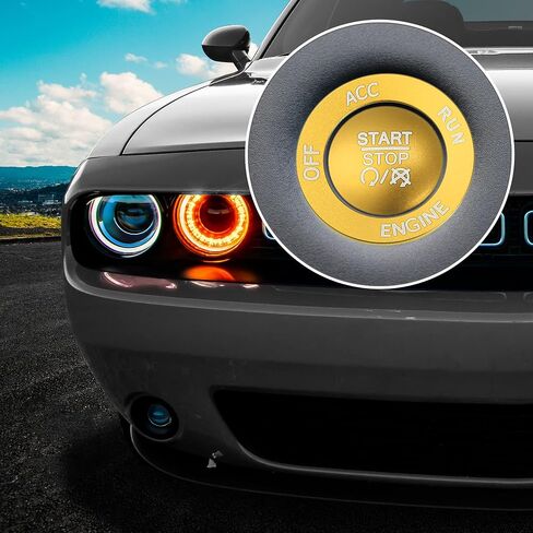 X AUTOHAUX Engine Start Stop Button Cover Kit One Click Push Start Button Trim Sticker for Dodge Charger Challenger Durango Aluminum Alloy Black in Saudi Arabia