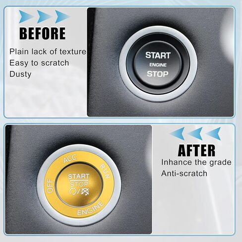 X AUTOHAUX Engine Start Stop Button Cover Kit One Click Push Start Button Trim Sticker for Dodge Charger Challenger Durango Aluminum Alloy Black in Saudi Arabia