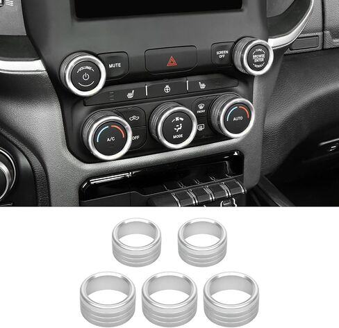 لذاكرة الوصول العشوائي AC حجم السيارات مقبض التبديل حلقة غطاء الكسوة ل دودج رام 2018 حتى الفضة الداخلية اكسسوارات 5 قطعة in Kuwait