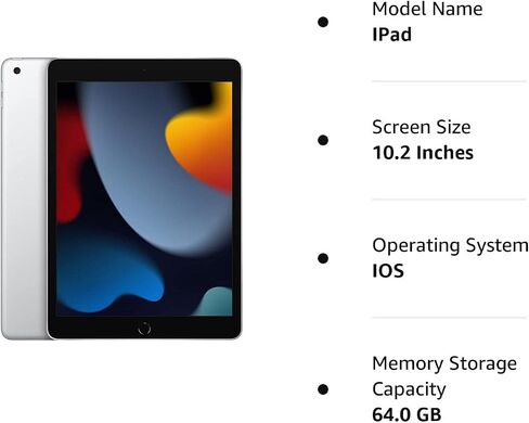 أبل آيباد 2021 (10.2 بوصة، واي فاي، 64 جيجابايت) - فضي (تم تجديد Premium) in Kuwait
