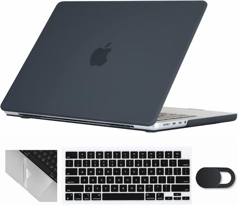 Se7enline متوافق مع 2021/2022/2023/2024 MacBook Pro 14 بوصة غطاء صلب للطراز A2442 A2779 A2918 A2992 M3 M2 M1 Pro/Max مع غطاء لوحة المفاتيح وواقي لوحة اللمس وغطاء كاميرا الويب، أسود in Kuwait