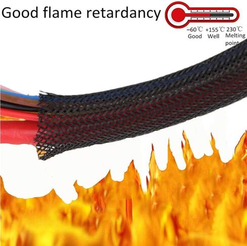 Cable Sleeves - PET Expandable Wire Loom 1/2"-25ft, Braided Wire Hider Mesh, Cord Management Organizer for USB Power Video Cable, Flexible Wrap Cover w/Heat Shrinkable Tubes, Black&Yellow in Kuwait