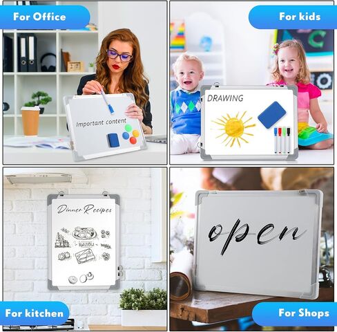 4 Pack Magnetic Board Small Dry Erase White Board 12'' x 16'' Double Sided Dry Erase Board for Wall with 16 Magnetic Markers and 4 Dry Eraser for Home School Office in Kuwait