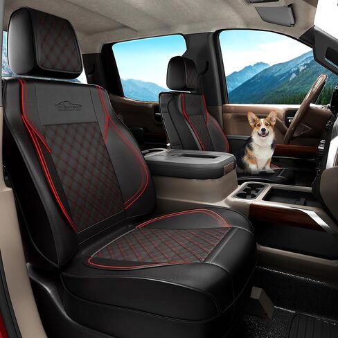 oEdRo 5PCS Car Seat Covers Full Set Compatible with 2007-2024 Chevy Silverado/GMC Sierra 1500 2500HD 3500HD Crew/Double/Extended Cab, Truck Waterproof Leather Seat Cover Protectors (Black) in Saudi Arabia