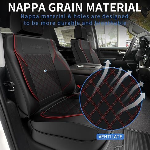 oEdRo 5PCS Car Seat Covers Full Set Compatible with 2007-2024 Chevy Silverado/GMC Sierra 1500 2500HD 3500HD Crew/Double/Extended Cab, Truck Waterproof Leather Seat Cover Protectors (Black) in Saudi Arabia