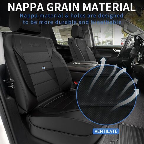 oEdRo 5PCS Car Seat Covers Full Set Compatible with 2007-2024 Chevy Silverado/GMC Sierra 1500 2500HD 3500HD Crew/Double/Extended Cab, Truck Waterproof Leather Seat Cover Protectors (Black) in Saudi Arabia