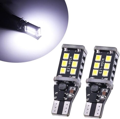 2 قطعة سيارة T15-2835-15SMD LED لمبة، 1.57 بوصة × 0.39 بوصة W16W 750LM ضوء فرامل عالي السطوع عكس الضوء، تيار مستمر 12 فولت Canbus التوصيل والتشغيل ضوء الإشارة، عالمي لمصباح إضاءة السيارات (أبيض) in Saudi Arabia