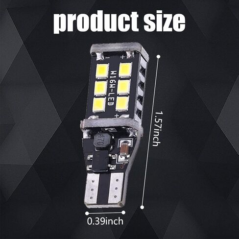 2 قطعة سيارة T15-2835-15SMD LED لمبة، 1.57 بوصة × 0.39 بوصة W16W 750LM ضوء فرامل عالي السطوع عكس الضوء، تيار مستمر 12 فولت Canbus التوصيل والتشغيل ضوء الإشارة، عالمي لمصباح إضاءة السيارات (أبيض) in Saudi Arabia