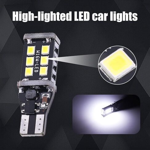2 قطعة سيارة T15-2835-15SMD LED لمبة، 1.57 بوصة × 0.39 بوصة W16W 750LM ضوء فرامل عالي السطوع عكس الضوء، تيار مستمر 12 فولت Canbus التوصيل والتشغيل ضوء الإشارة، عالمي لمصباح إضاءة السيارات (أبيض) in Saudi Arabia