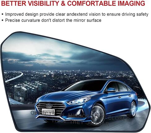 زجاج مرآة مدفأ من جانب الركاب متوافق مع Hyundai Sonata 2015 2016 2017 2018 2019 مرآة - مرآة لمرايا Hyundai Sonata مرايا جانبية للركاب لسيارة Hyundai Sonata مع حامل خلفي in Saudi Arabia