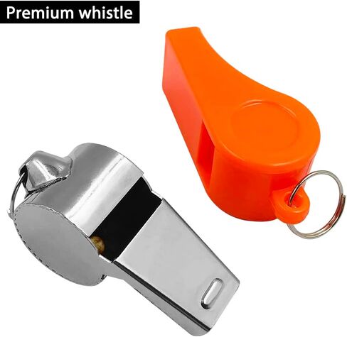 ماكسين 10 عبوات من الصفارات مع الحبال بكميات كبيرة، 8 صفارات بلاستيكية ملونة و2 صفارات من الفولاذ المقاوم للصدأ للميدان ورجال الإنقاذ والمدارس والحكام والمدربين in Kuwait