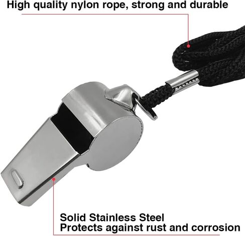 ماكسين 10 عبوات من الصفارات مع الحبال بكميات كبيرة، 8 صفارات بلاستيكية ملونة و2 صفارات من الفولاذ المقاوم للصدأ للميدان ورجال الإنقاذ والمدارس والحكام والمدربين in Kuwait