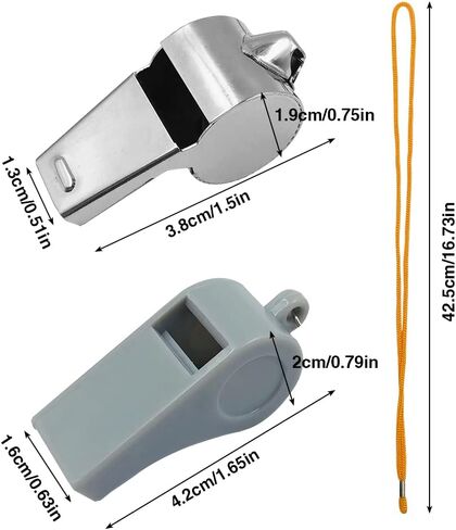 ماكسين 10 عبوات من الصفارات مع الحبال بكميات كبيرة، 8 صفارات بلاستيكية ملونة و2 صفارات من الفولاذ المقاوم للصدأ للميدان ورجال الإنقاذ والمدارس والحكام والمدربين in Kuwait