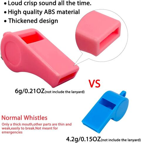 ماكسين 10 عبوات من الصفارات مع الحبال بكميات كبيرة، 8 صفارات بلاستيكية ملونة و2 صفارات من الفولاذ المقاوم للصدأ للميدان ورجال الإنقاذ والمدارس والحكام والمدربين in Kuwait