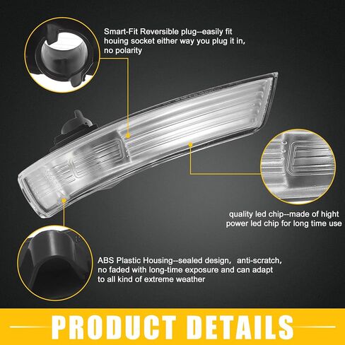 Front Right Side Door Rearview Side Wing Mirror LED Turn Signal Light No.CJ5413B383AA Indicator Blinker Lamp for Ford FOCUS 2012 2013 2014 2015 2016 2017 2018 in Saudi Arabia