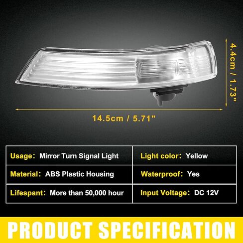 Front Right Side Door Rearview Side Wing Mirror LED Turn Signal Light No.CJ5413B383AA Indicator Blinker Lamp for Ford FOCUS 2012 2013 2014 2015 2016 2017 2018 in Saudi Arabia