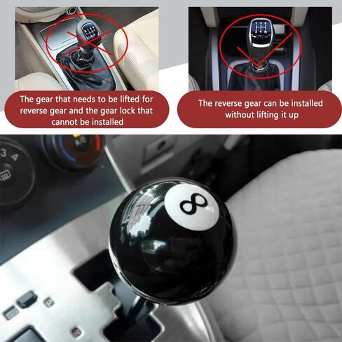 8 Ball Billiard Black Round Shift Knob, Speed Gear Shifter Knob, Acrylic Gear Shift Knob with 3 Adapters Universal Fit for Manual Vehicles M8x1.25, M10x1.25, M10x1.5, M12x1.25 in Kuwait