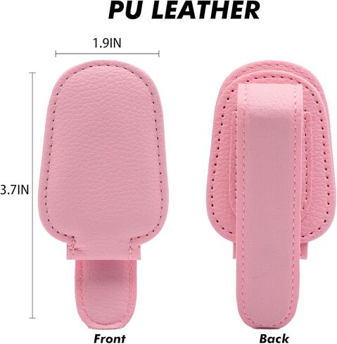 Sunglasses Holders for Car Visor 1 Pack Clip-on Leather Sunglass Holder Magnetic Sunglass Holder for Car Adjustable Glasses Clamp for sdda,SUV (Rose Red) in Kuwait